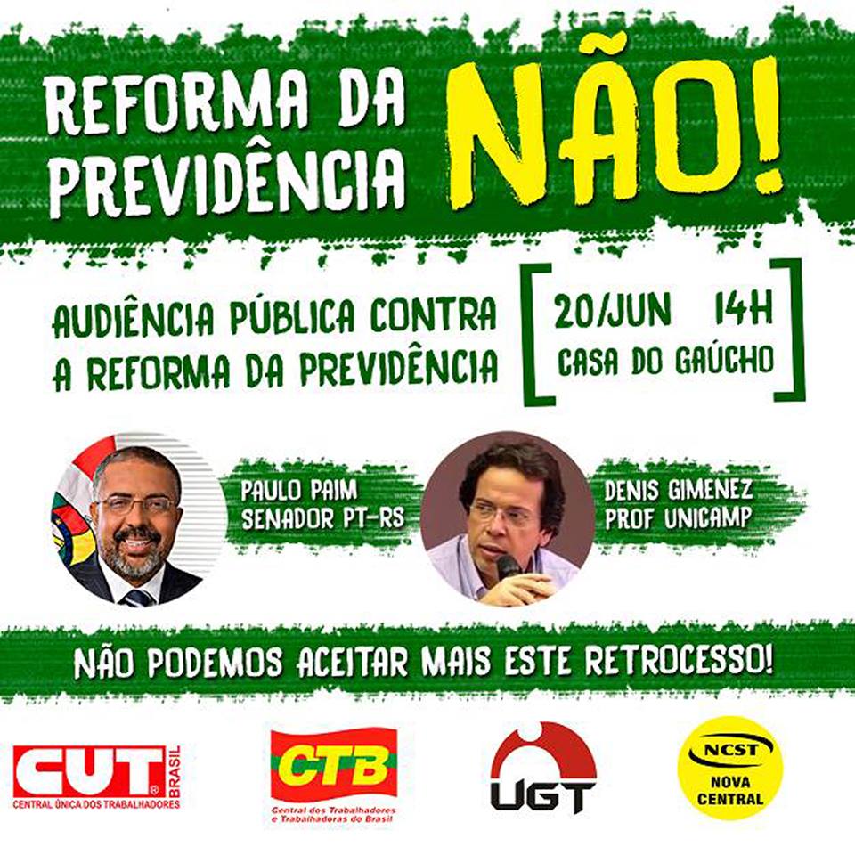 Audiência pública contra reforma na previdência acontecerá na próxima semana
