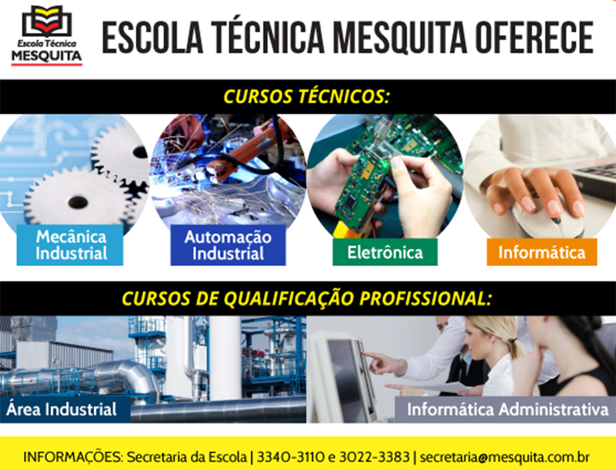 Formação Profissional: Convênio com Escola Mesquita garante 10% de desconto nos cursos profissionalizantes