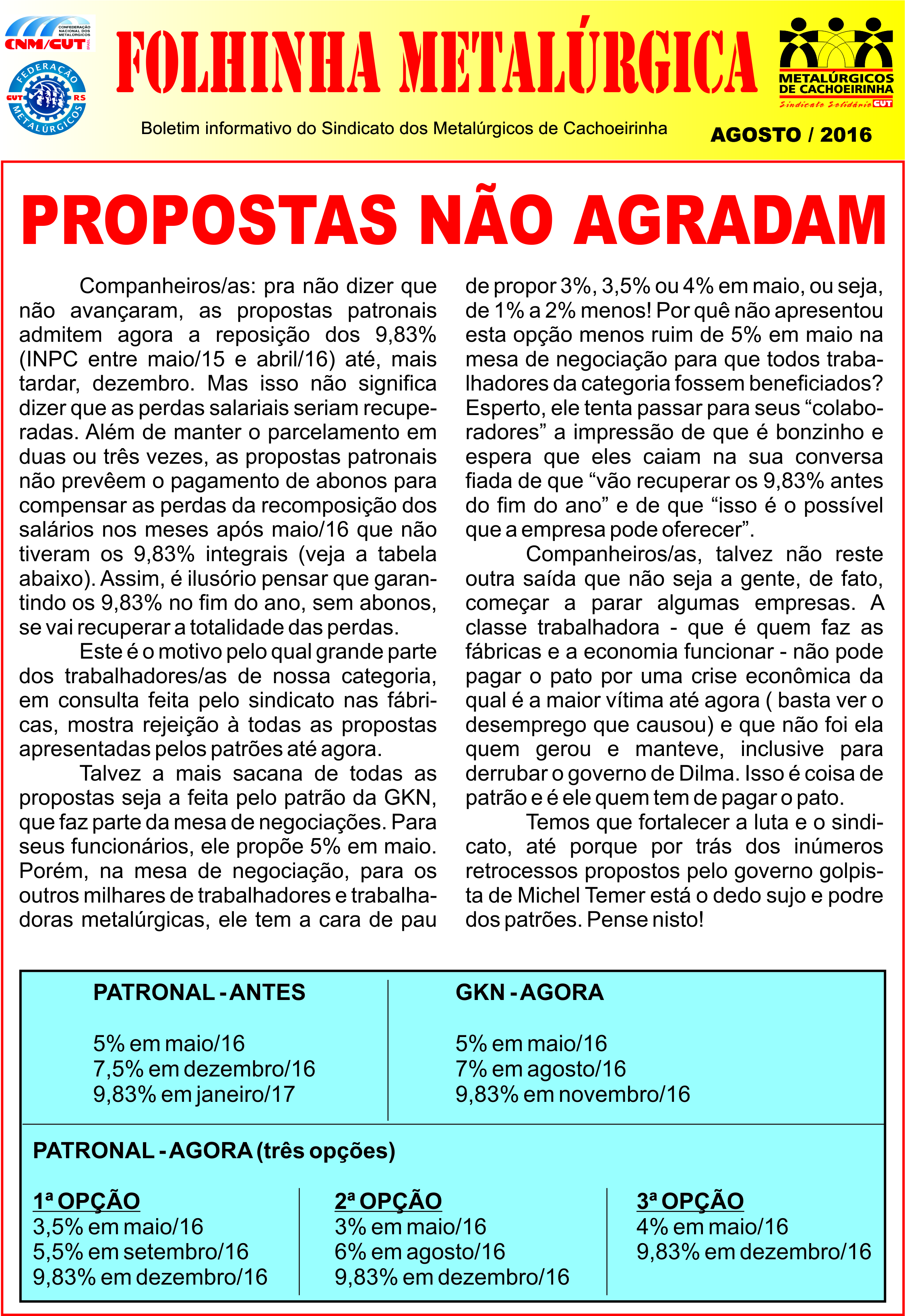 Folhinha Metalúrgica - Agosto