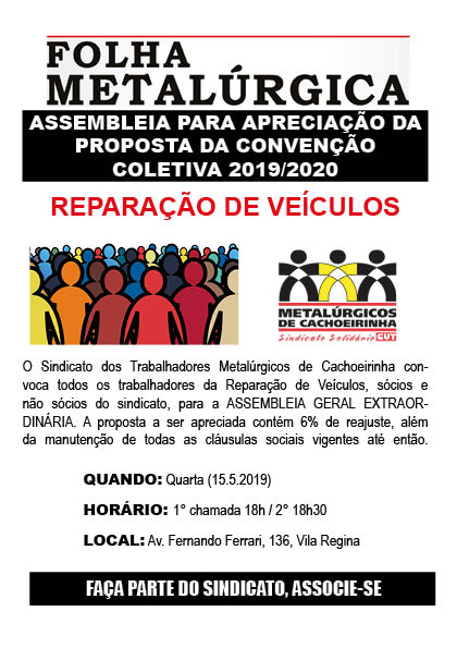 Convocação para Assembleia da Reparação de Veículos