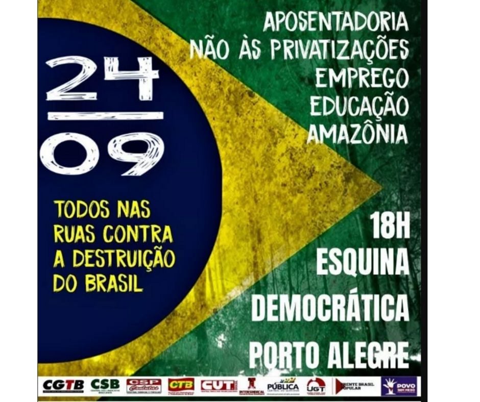CUT-RS e centrais vão as ruas de POA contra reforma da Previdência e destruição do Brasil nesta terça