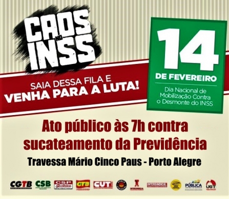 CUT-RS e centrais realizam ato contra sucateamento da Previdência nesta sexta