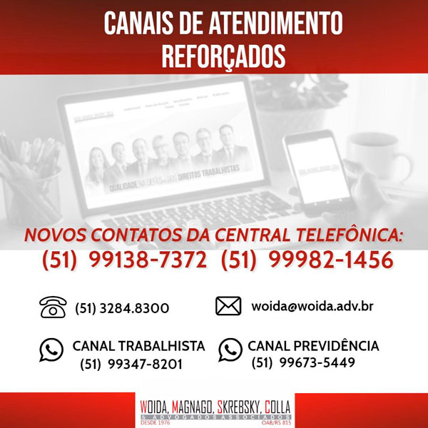 Jurídico reforça canais de atendimento a distância durante quarentena