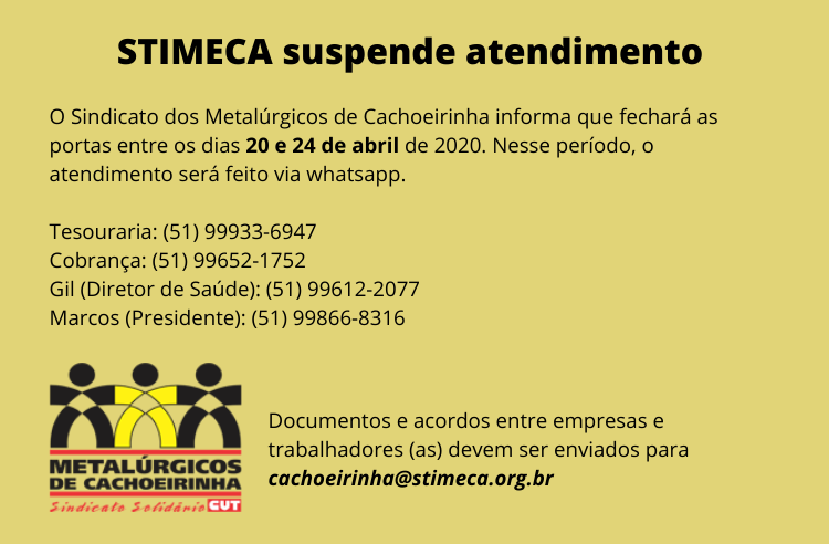 STIMECA suspende atendimento