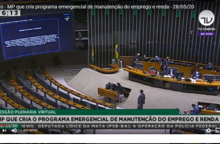 Câmara aprova projeto da MP 936, mas governo impede mudança na base de cálculo