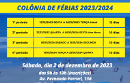 Sorteio para os primeiros 4 períodos da Colônia de Férias acontecem neste sábado